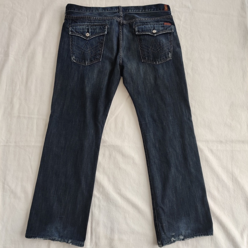 7 For All Mankind Bootcut Jeans Mens Size 40 Dark Wash Denim Cotton Pocket Flaps - Picture 2 of 14